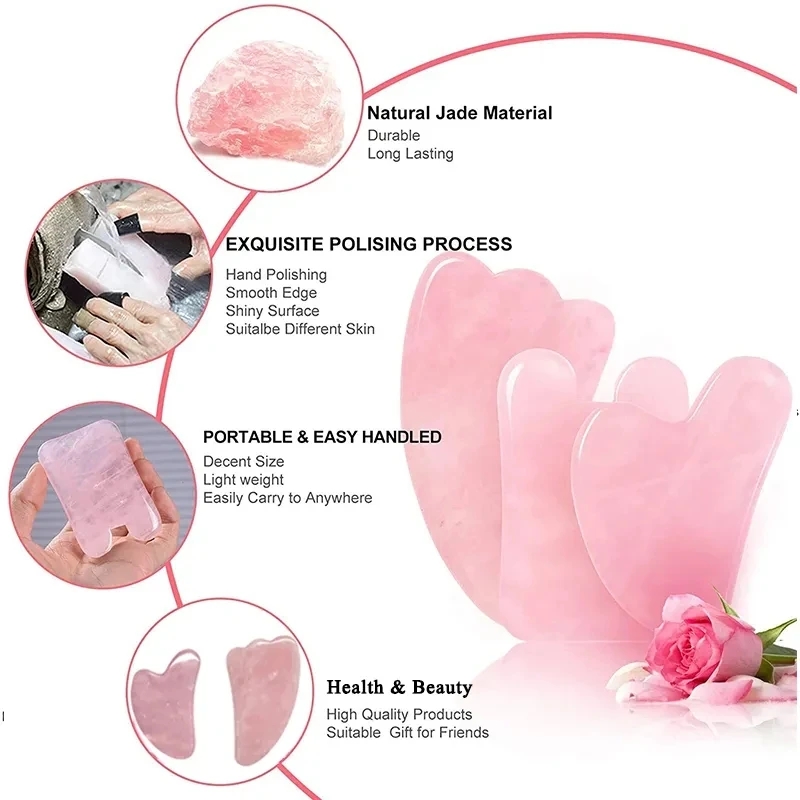 Rose Quartz Gua Sha Board Natu - đánh giá và giá Gua Sha Tool Rose Quartz
